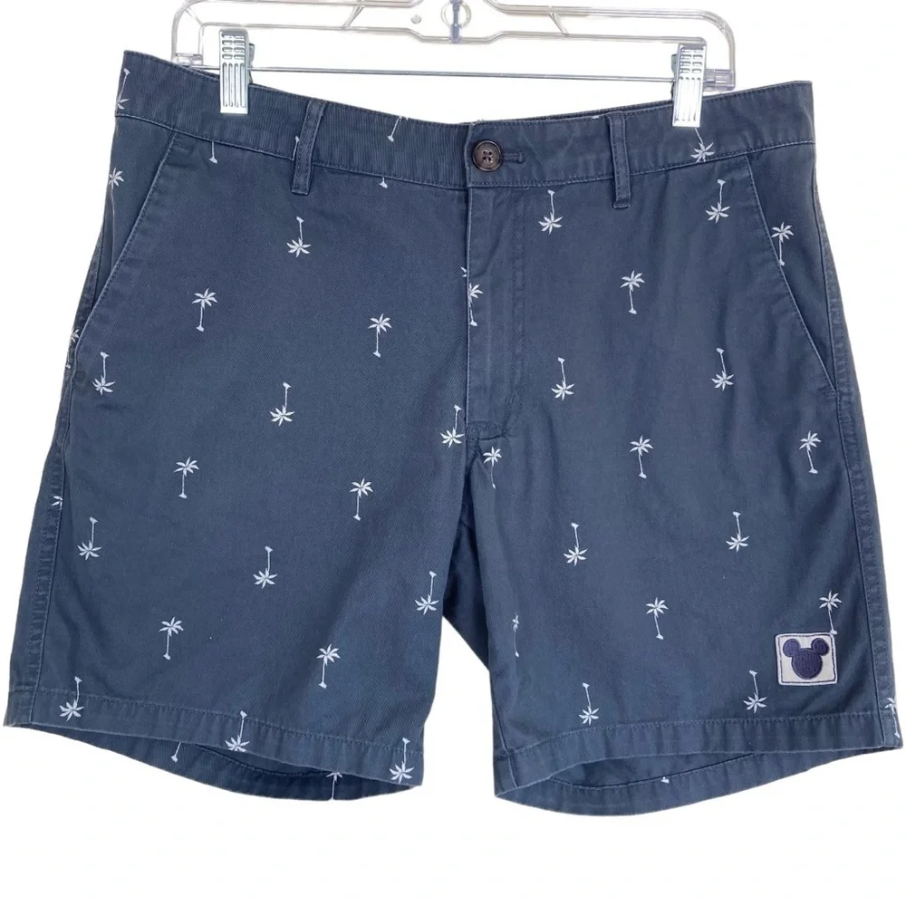 Junk Food x Disney Mickey Mouse Palm Tree Flat Front Chino Shorts Grey 7” M